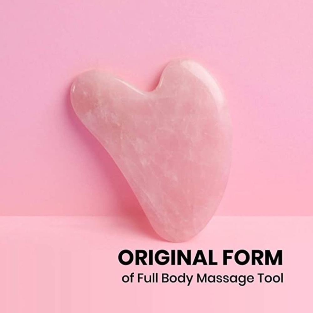 Facial Spa Kit. Natural Rose Heart Shape Crystal Gua Sha Tools for Face Scraping